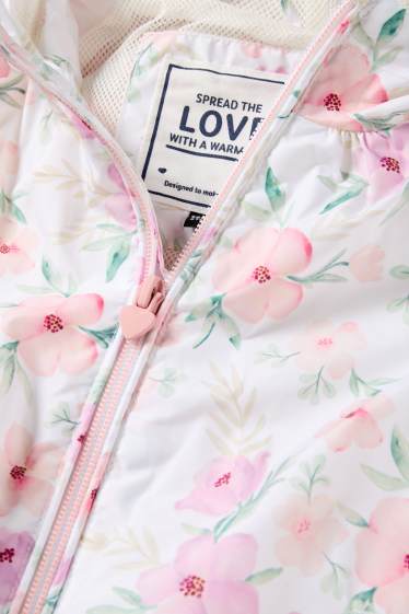Enfants filles - Fleur - veste avec capuche - blanc / rose