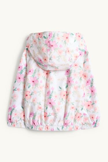 Enfants filles - Fleur - veste avec capuche - blanc / rose