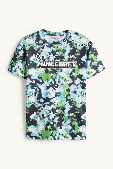 Kinder Buben - Minecraft - Kurzarmshirt - gemustert - bunt