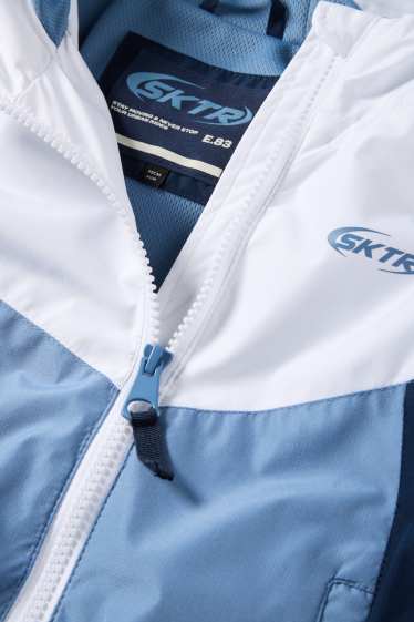 Copii - Băieți - Jachetă cu glugă - rezistentă la apă - albastru / alb