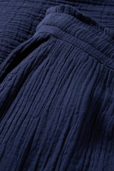 Dames - Pantalon - high waist - relaxed fit - donkerblauw