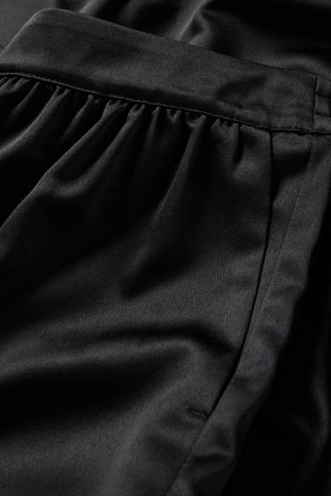 Dames - Satijnen broek - mid waist - balloon leg - zwart