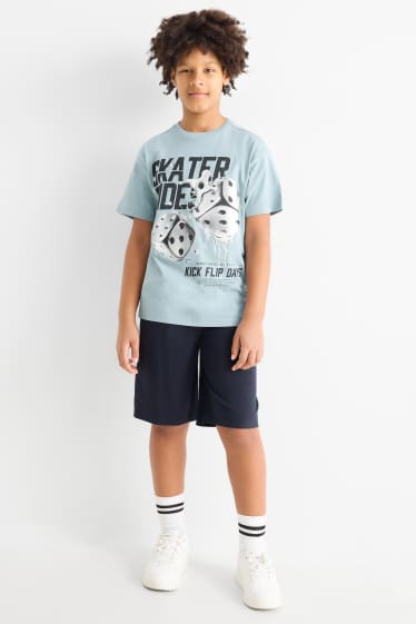 Copii - Băieți - Skater - set - tricou cu mânecă scurtă și pantaloni scurți - 2 piese - albastru