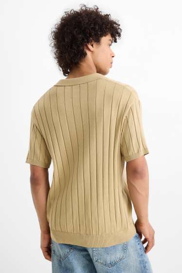 Bărbați - Tricou polo din tricot - regular fit - reiat - bej