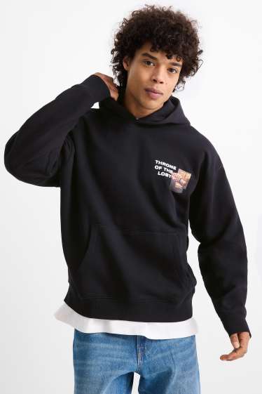 Hommes - Sweat à capuche Oversize - noir