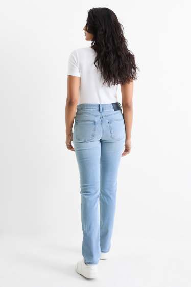 Women - Straight jeans - mid-rise waist - denim-light blue