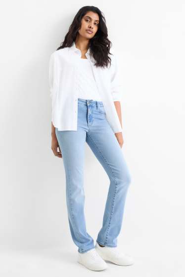 Women - Straight jeans - mid-rise waist - denim-light blue