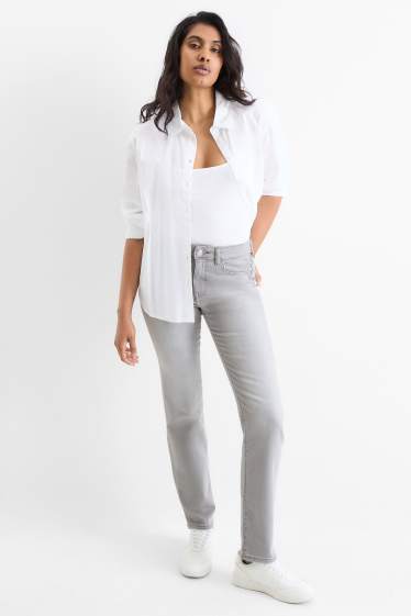 Mujer - Straight jeans - mid waist - LYCRA® - vaqueros - gris claro