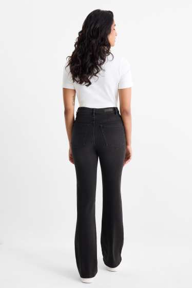 Damen - Flared Jeans - High Waist - dunkeljeansgrau