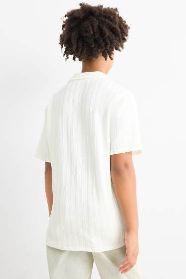 Kinder Jungen - Hemd - strukturiert - weiss