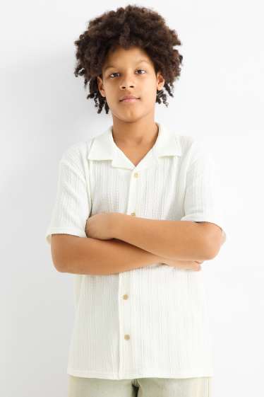 Kinder Jungen - Hemd - strukturiert - weiss