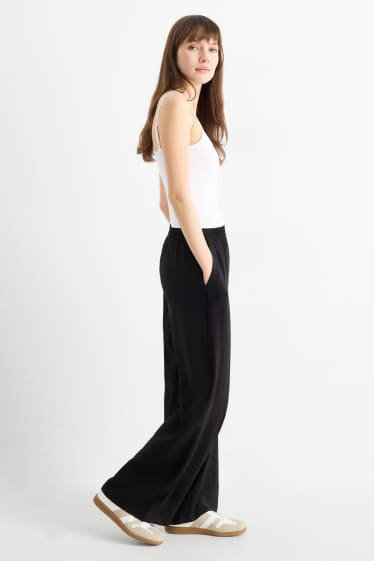 Femmes - Pantalon de bureau - high waist - wide leg - noir