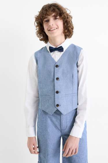 Nen - Conjunt - camisa, armilla i corbata de llacet - 3 peces - festiu - blau/blanc