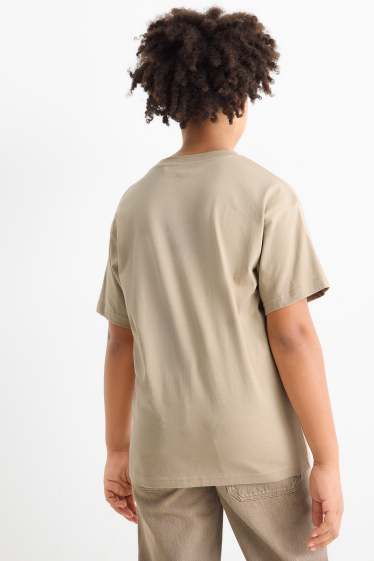 Děti - chlapci - Multipack 3 ks - motorka, štír a skater - tričko s krátkým rukávem - taupe