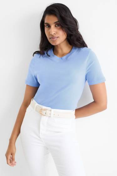 Femmes - T-shirt - slim fit - bleu clair