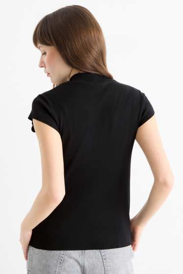 Dames - T-shirt - slim fit - zwart