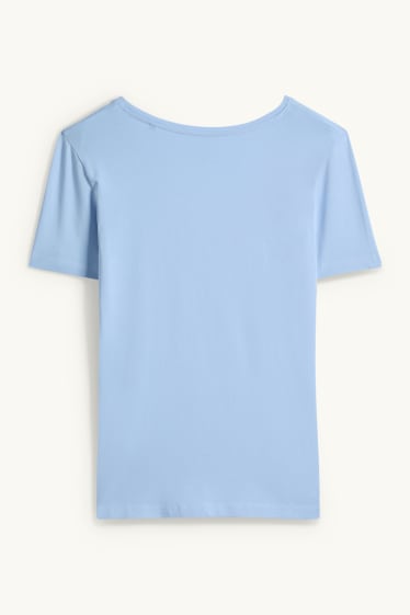 Women - V-neck T-shirt - slim fit - light blue