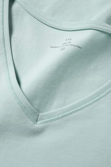 Femmes - T-shirt à col V - slim fit - vert menthe