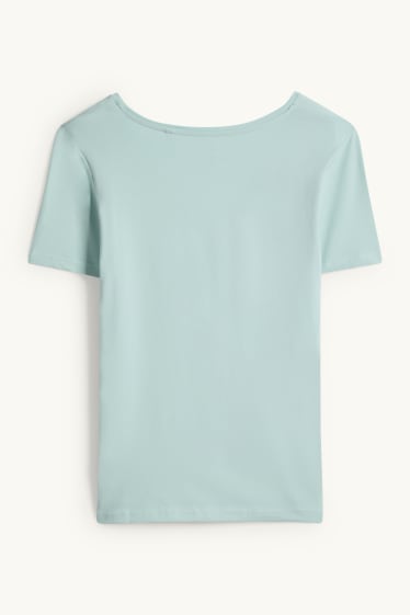 Femmes - T-shirt à col V - slim fit - vert menthe