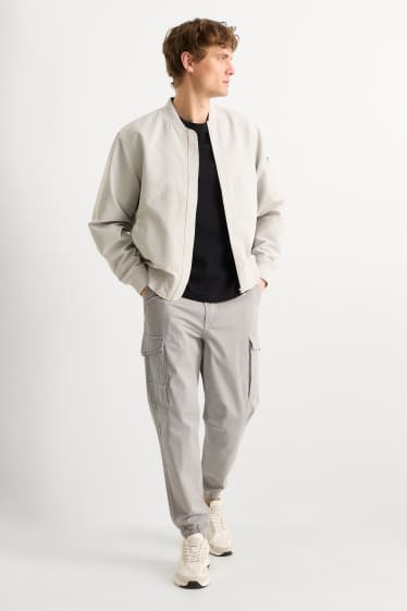 Heren - Cargobroek - relaxed fit - lichtgrijs