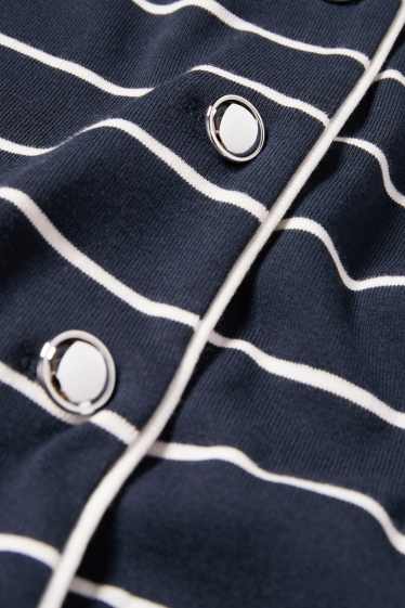 Damen - Strickjacke - gerippt - gestreift - dunkelblau