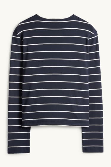 Damen - Strickjacke - gerippt - gestreift - dunkelblau