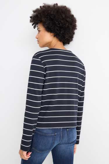 Damen - Strickjacke - gerippt - gestreift - dunkelblau