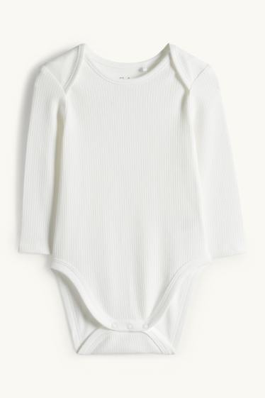 Baby Girls - Little mouse - romper set - ribbed - 2 piece - white / rose