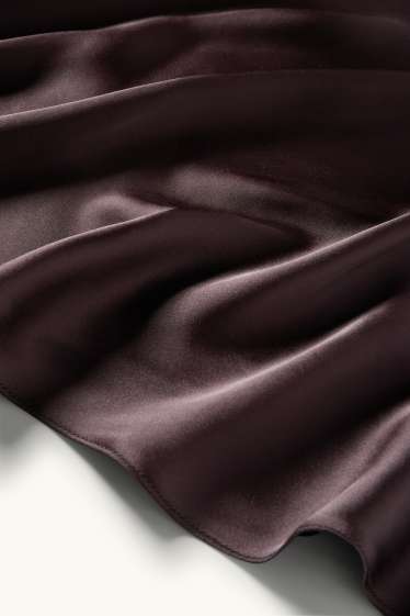 Women - Satin skirt - dark brown