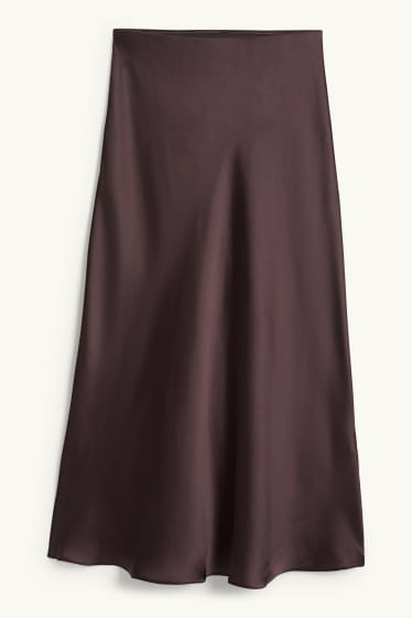 Women - Satin skirt - dark brown