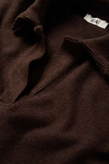 Damen - Pullover - gerippt - dunkelbraun