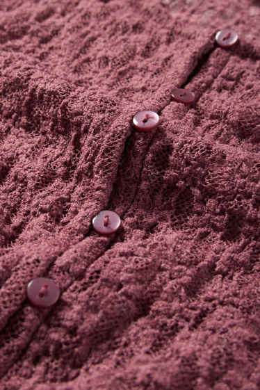 Femei - Tricou crop cu mânecă lungă - slim fit - roz închis