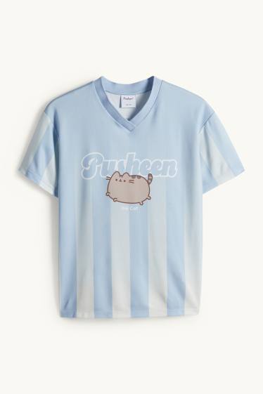 Bambine - Pusheen - t-shirt - a righe - azzurro