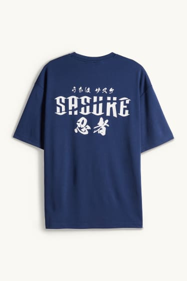 Herren - T-Shirt - Oversized - Naruto - dunkelblau / weiß