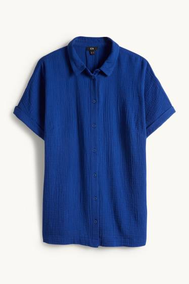 Dona - Brusa de mussolina - blau fosc