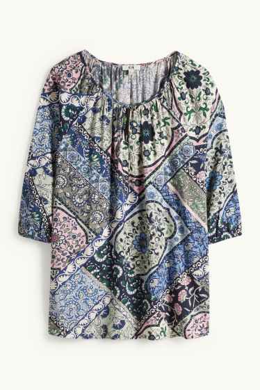 Femei - Bluză - cu model - albastru închis