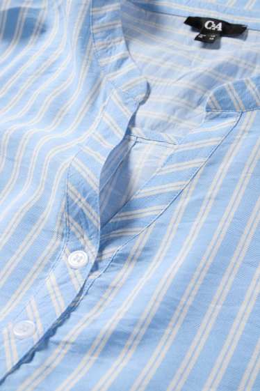 Dames - Blouse met V-hals - gestreept - lichtblauw