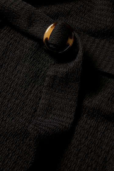 Damen - Kleid mit Gürtel - Straight Fit - strukturiert - schwarz