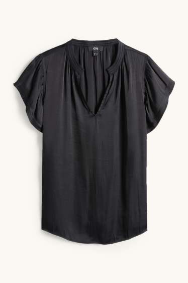 Dámské - Halenka s výstřihem ve tvaru V - černá