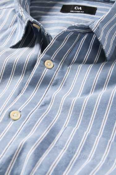Hommes - Chemise - relaxed fit - col kent - à rayures - bleu / blanc