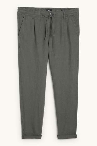 Herren - Chino - Tapered Fit - Leinen-Mix - dunkelgrün