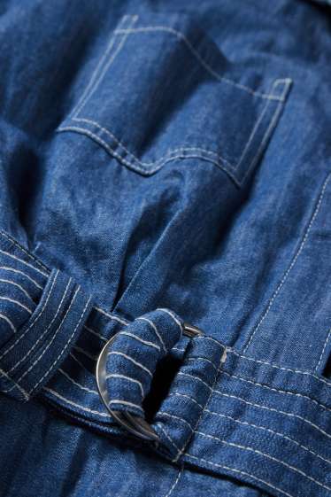 Damen - Jeans-Jumpsuit mit Gürtel - dunkelblau