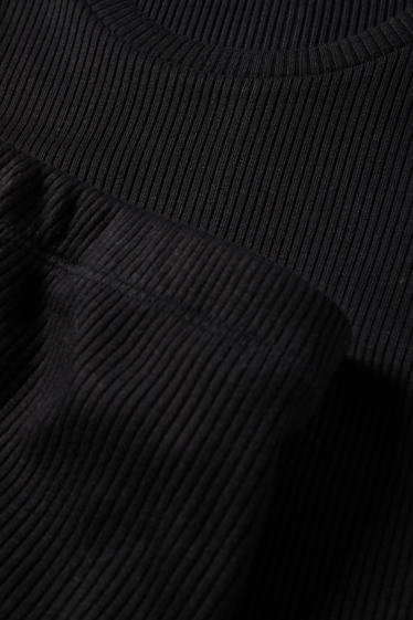 Women - Set - cropped long sleeve maternity top and skirt - ribbed - black