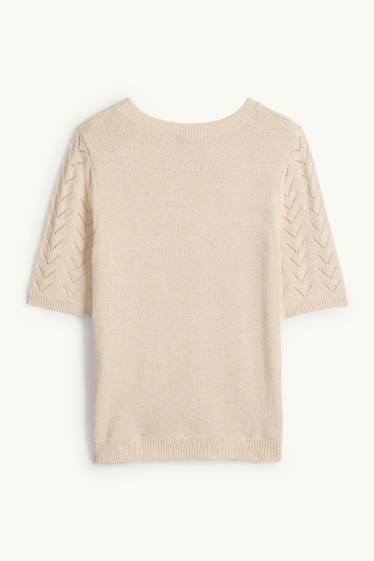 Dona - Jersei de punt de mitja - de màniga curta - beix