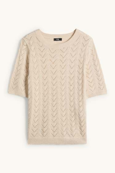 Dona - Jersei de punt de mitja - de màniga curta - beix