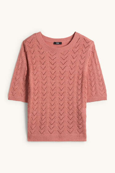 Dona - Jersei de punt de mitja - de màniga curta - rosa fosc