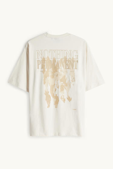 Pánské - Tričko - oversized - krémově bílá