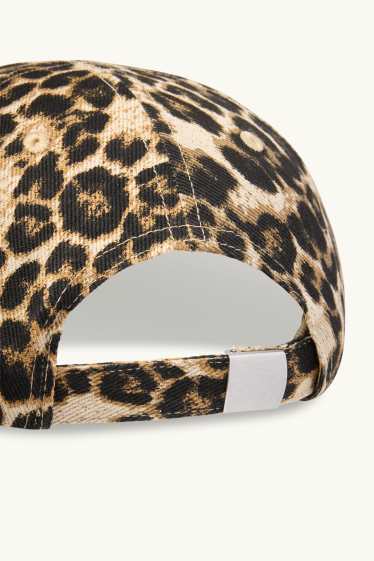 Femmes - Casquette - imprimé léopard - noir / beige