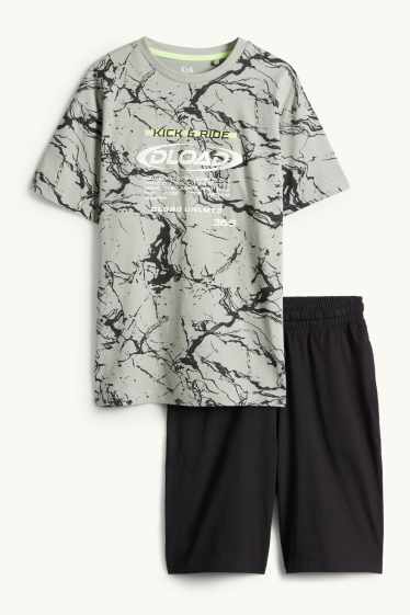 Enfants garçons - Ensemble - T-shirt et short - 2 pièces - vert clair