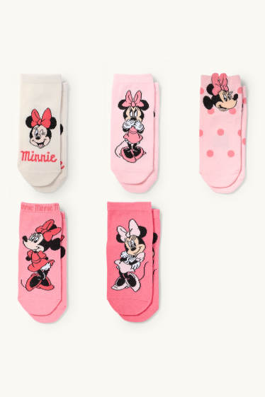 Enfants filles - Lot de 5 paires - Minnie Mouse - chaussettes à motif - rose